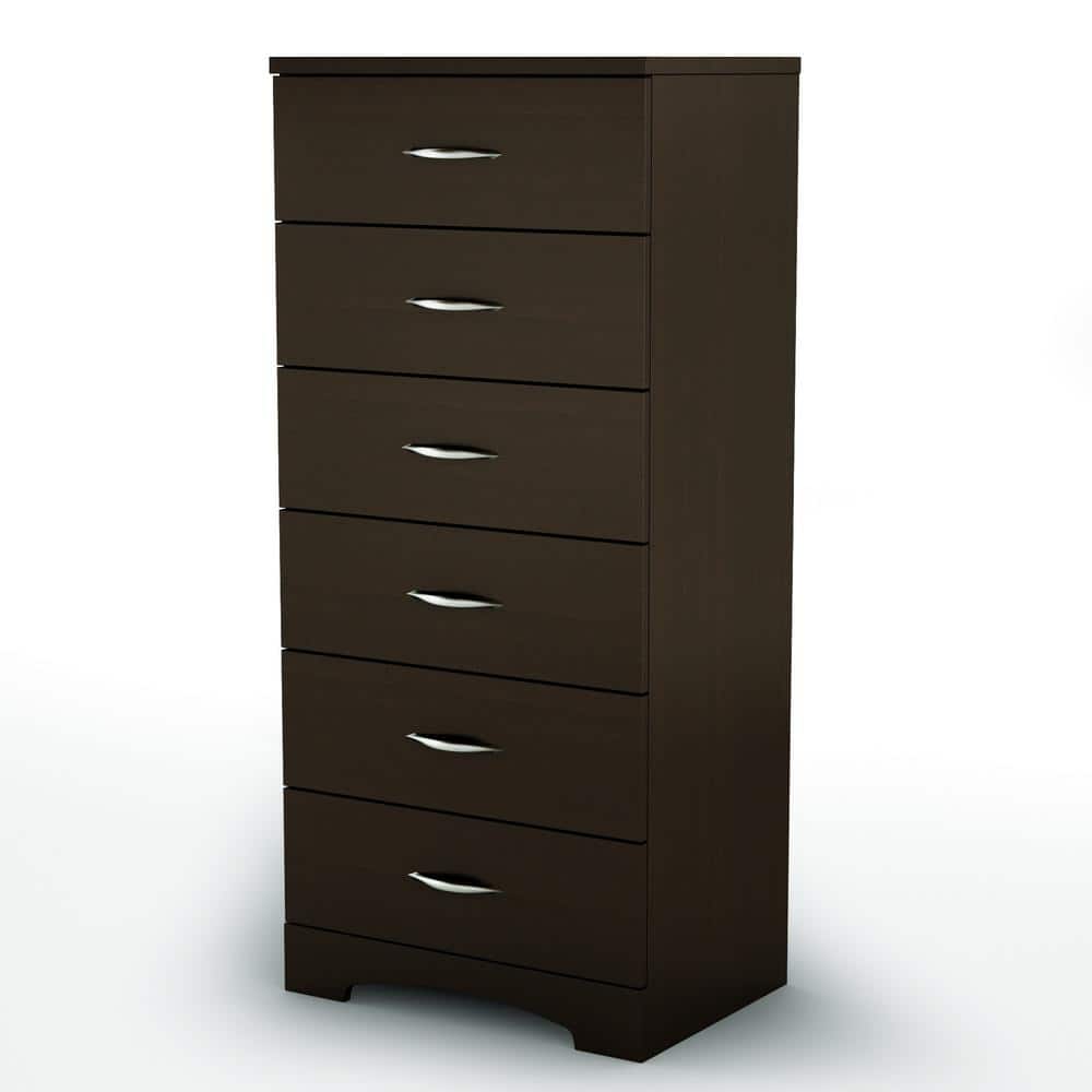 Brown 6-Drawer Contemporary Tall Chest