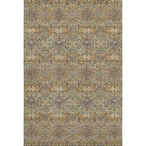 Mayfield Premium Machine Washable Abstract AMF2477 Gold 3 ft. x 5 ft. Area Rug