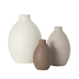 7.75 in., 5.5 in. and 4.25 in. Matte Teardrop Vase Set of 3, Ceramic