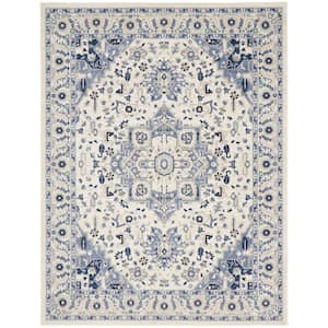 Passion Ivory/Grey 8 ft. x 10 ft. Center medallion Traditional Area Rug