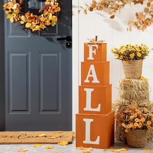 38 in. H Wooden Fall Stacked Pumpkins
