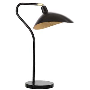 Giselle 30 in. Black Arc Table Lamp with Gold Leaf Interior Shade
