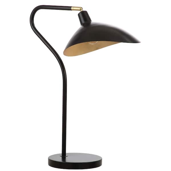 SAFAVIEH Giselle 30 in. Black Arc Table Lamp with Gold Leaf Interior Shade