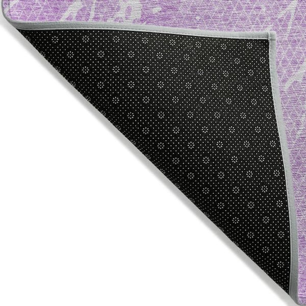 Lilac, Ivory 9 ft. x 12 ft. Woven Abstract Polyester Rectangle Indoor/Outdoor Area Rug