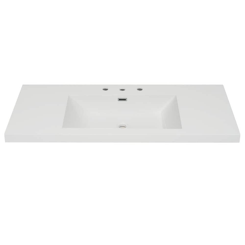 48 in. W x 20 in. D Cultured Marble Rectangular Vanity Top in Bright White price history on PriceWatchPro