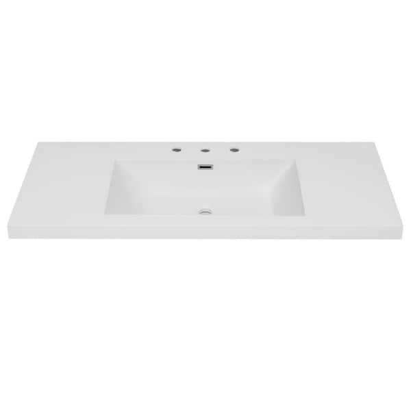 48 in. W x 20 in. D Cultured Marble Rectangular Vanity Top in Bright White
