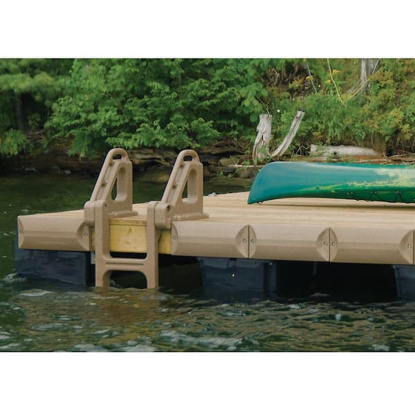 4-Step Wide Flip-Up Polyethylene Dock Ladder with Anti-Slip Rungs and Molded Handles for Stationary Boat Dock Systems