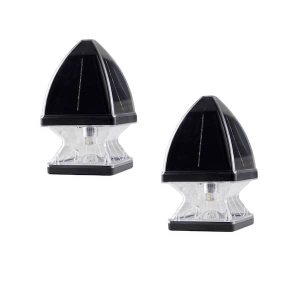 GAMA SONIC Gothic Solar Black LED 4x4 and 5x5 Deck Post Light with Bright White and Warm White LEDs (2-Pack)