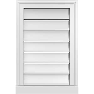 16 in. x 24 in. Vertical Surface Mount PVC Gable Vent: Functional with Brickmould Sill Frame