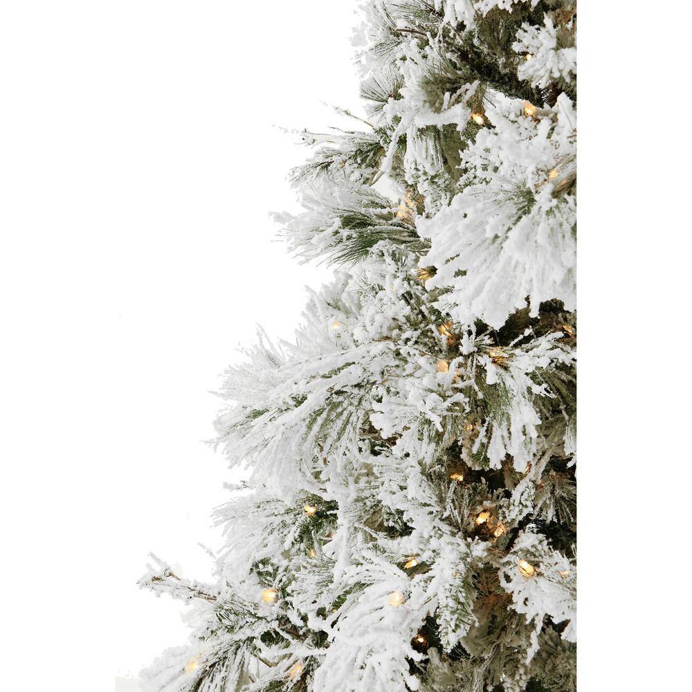 9ft White Flocked Pine Pre-Lit Artificial Christmas Tree