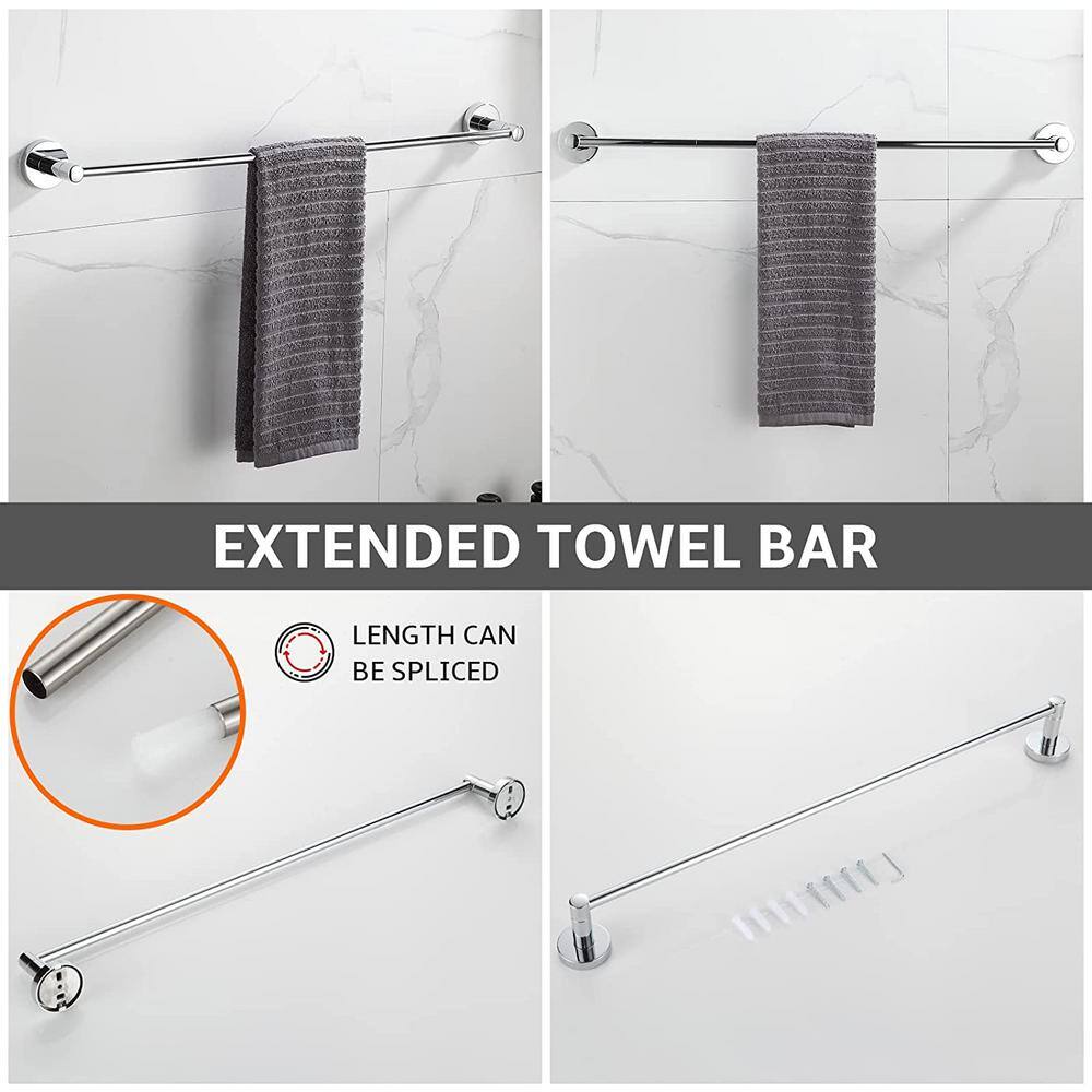 Chrome Adjustable Wall Mounted Bathroom Towel Rack Set
