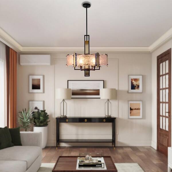 Logmey 6-Light 22 in. Black Indoor Ceiling Chandelier with Water Logmey 6-Light 22 in. Black Indoor Ceiling Chandelier with Water