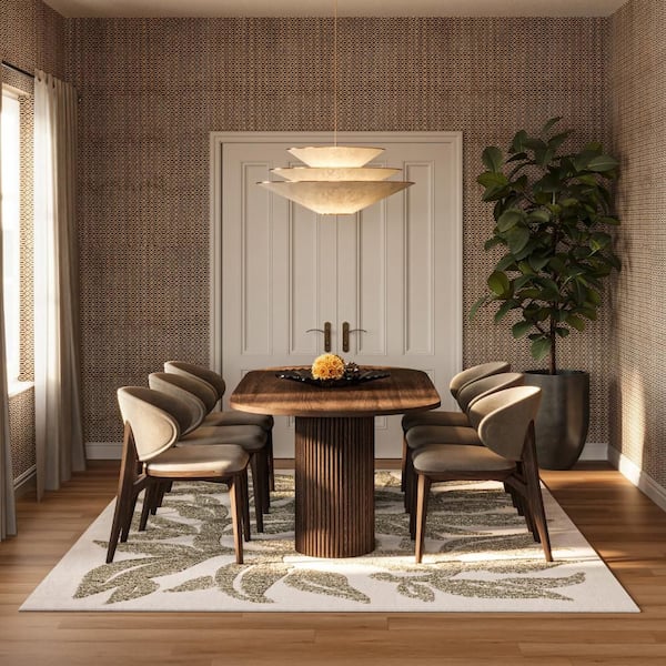 Carmeon Hamilton x Rugs Sage Bohemian Floral Wool Green 6 ft. x 9 ft. Indoor Area Rug