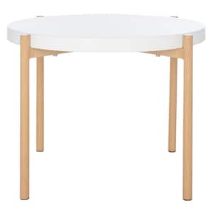 Solara 22.8 in. White/Gold Round Wood End Table