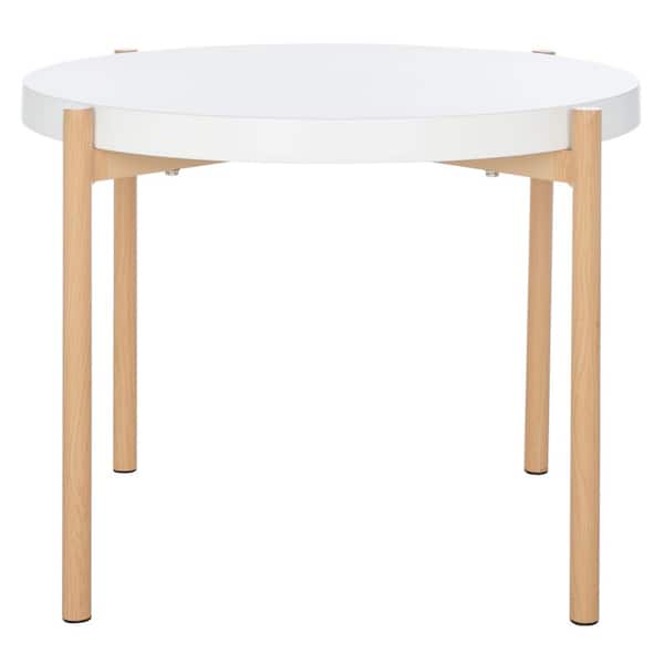 SAFAVIEH Solara 22.8 in. White/Gold Round Wood End Table
