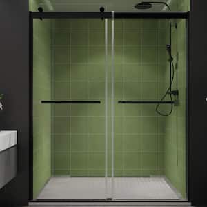56-60 in. W x 74 in. H Sliding Framed Shower Door in Matte Black with 3/8 in. (8 mm) Clear Glass