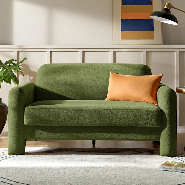 Madalena 59.5 in. Olive Modern Chenille Fabric Loveseater Sofa
