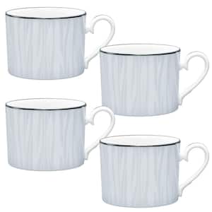 Glacier Platinum 8.5 fl oz. (White) Porcelain Tea Cups, (Set of 4)