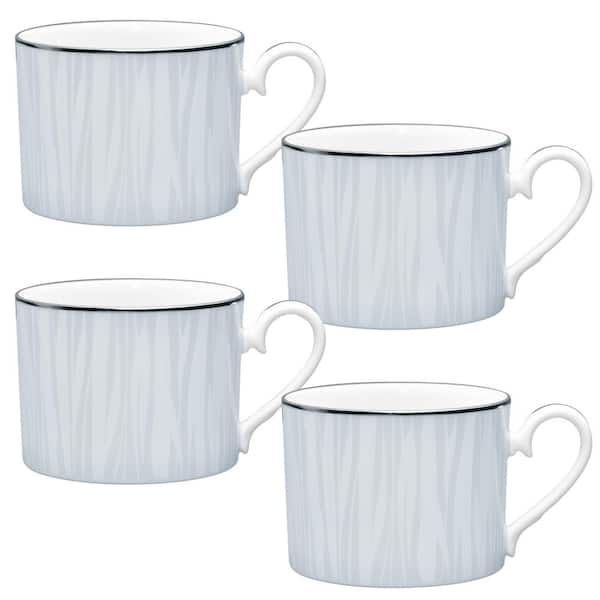 Noritake Glacier Platinum 8.5 fl oz. (White) Porcelain Tea Cups, (Set