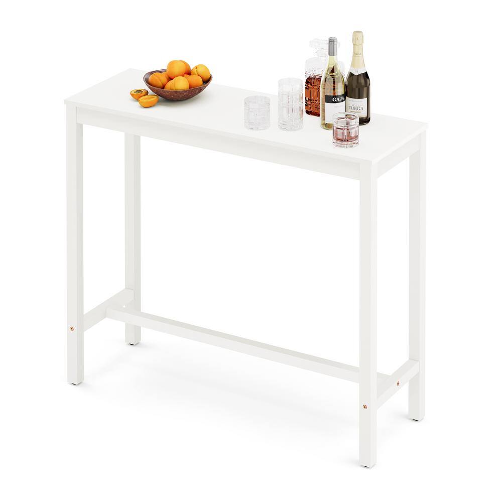 45 in. White Standard Rectangle Solid Acacia Wood Console Table Entryway Table Narrow Hall Table Sofa Table