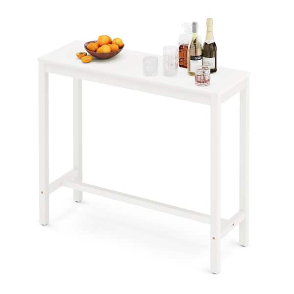 cozyman 45 in. White Standard Rectangle Solid Acacia Wood Console Table Entryway Table Narrow Hall Table Sofa Table