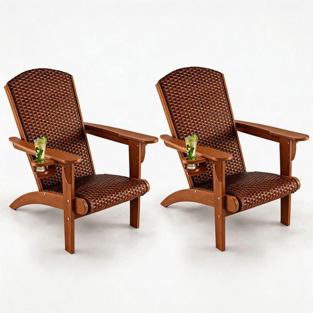 Outdoor Steel Adirondack Chair with Retractable Ottoman 3 Position Adjustable Brown for Outdoor Deck,set of 2 price history on PriceWatchPro