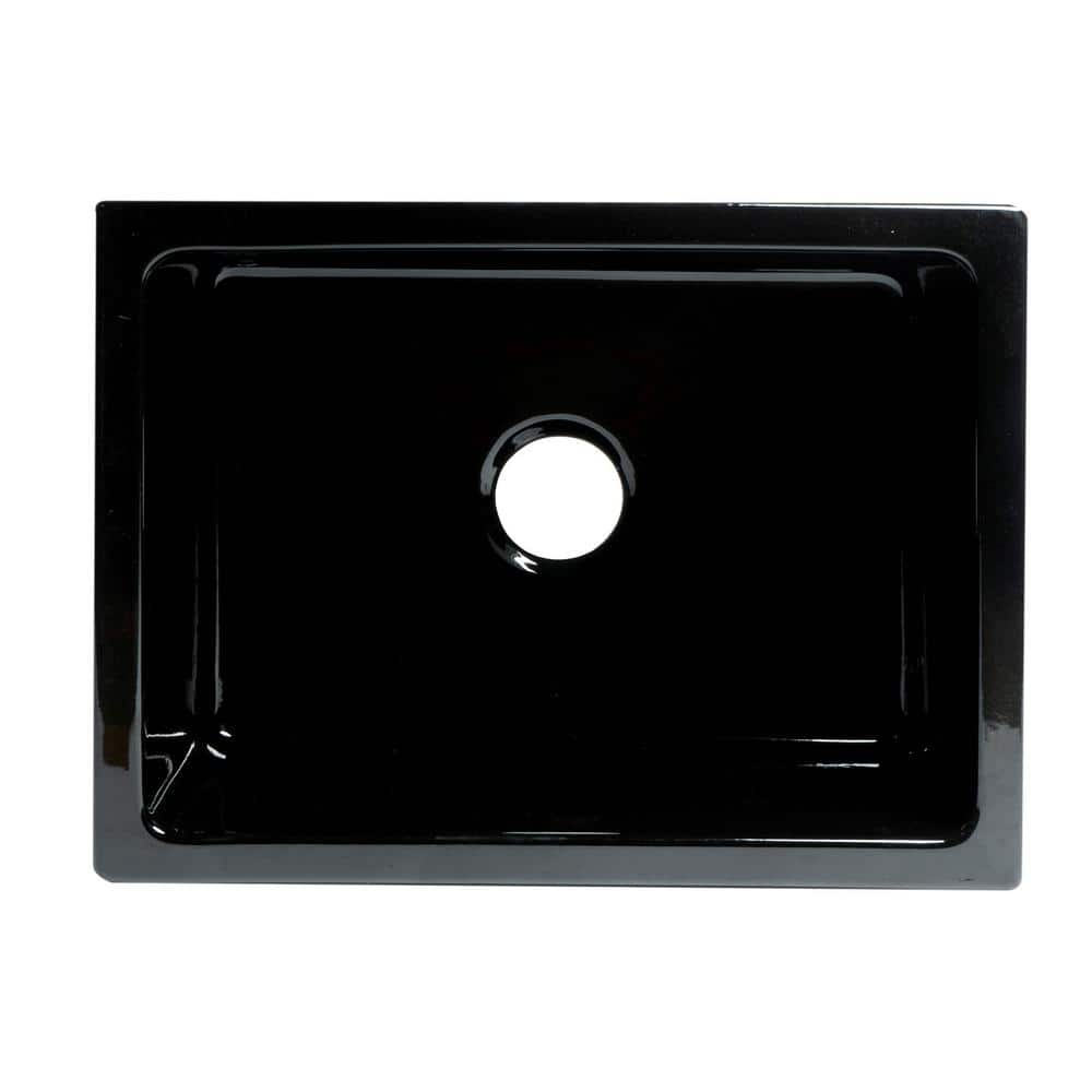 24'' Gloss Black Fireclay Farmhouse Drop-In Sink