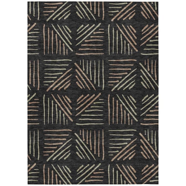 Chantille Machine Washable Indoor/Outdoor Abstract ACN2413 Black 3 ft. x 4 ft. Area Rug