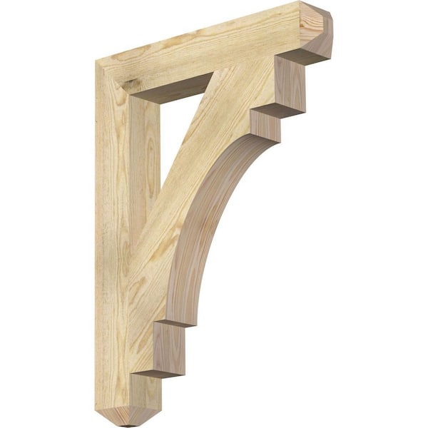 Ekena Millwork 4 in. x 32 in. x 24 in. Douglas Fir Merced Craftsman Rough Sawn Bracket