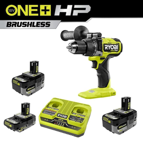 ONE+ 18V HIGH PERFORMANCE Kit w/ (2) 4.0 Ah Batteries, 2.0 Ah Battery, 2-Port Charger, & ONE+ HP Brushless Hammer Drill