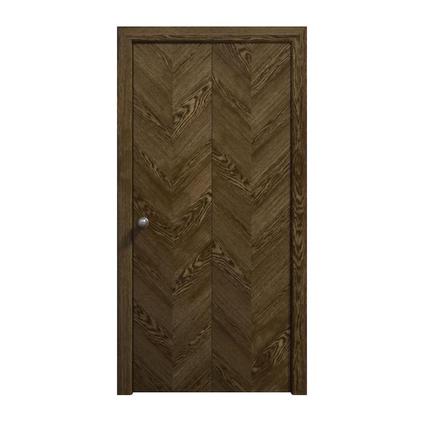 64 in. x 80 in. Marble Oak Solid Wood Bi-Fold Doors with Hardware