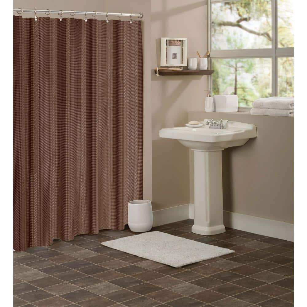 Dainty Home Hotel Collection Waffle 72 In Chocolate Brown Shower Curtain Hcwscch The