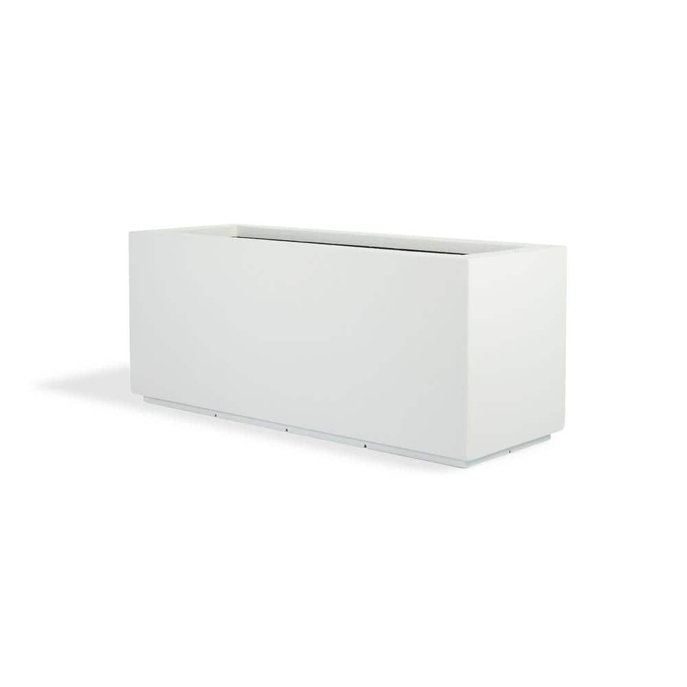 Extra Large White Composite Modern Outdoor Planter with Drainage Holes