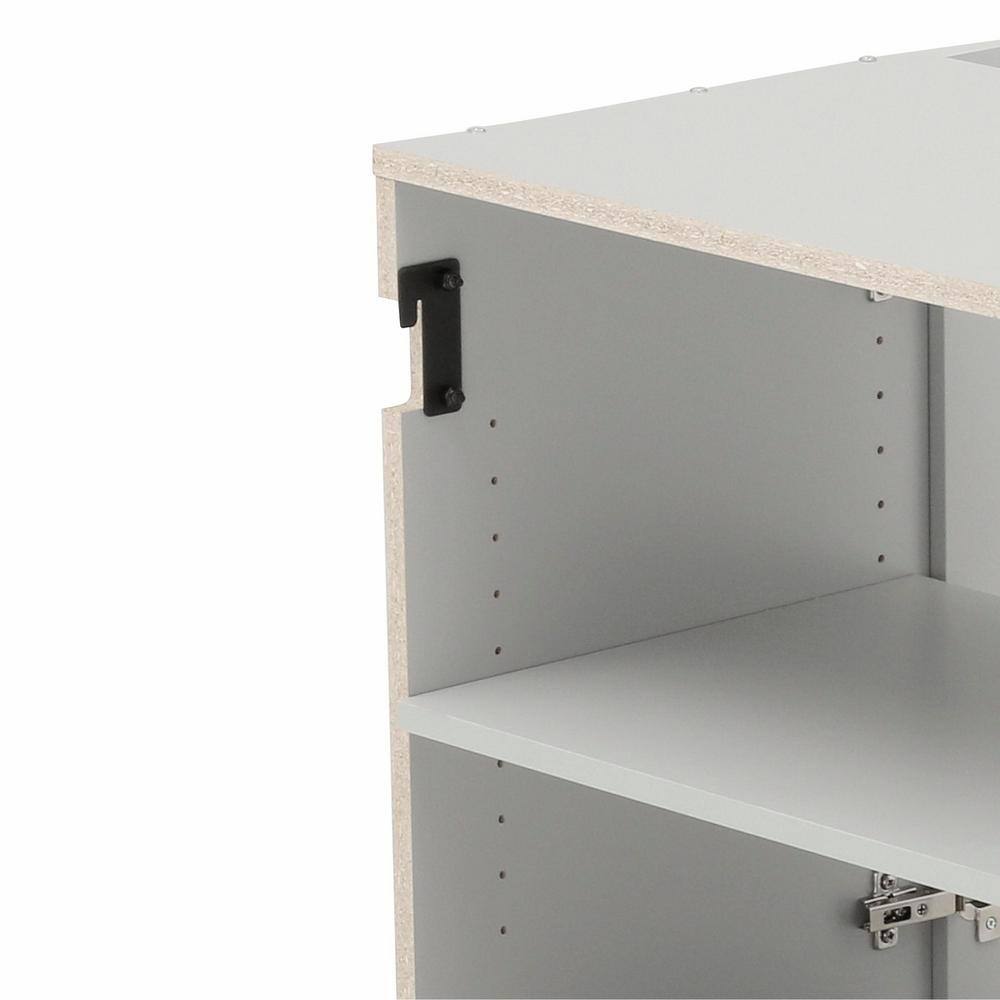 Light Gray Wall-Mounted Storage Cabinet with Nickel Handles