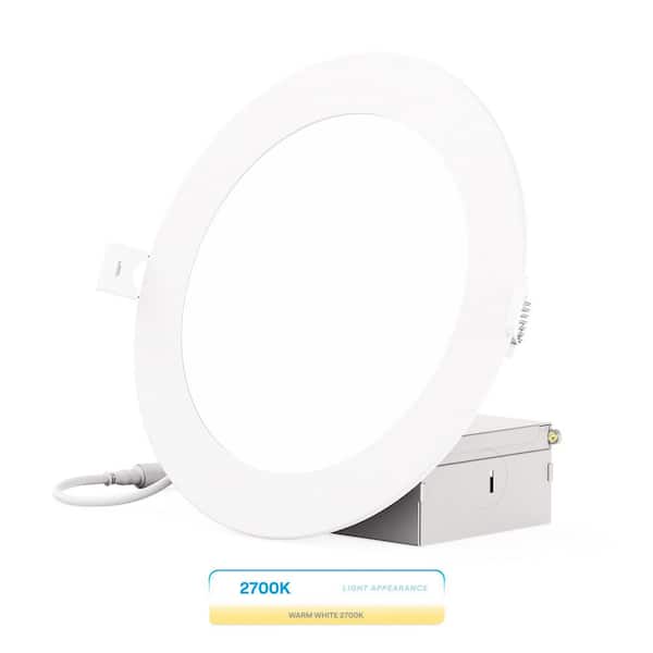 6 in. Canless 2700K Soft White 12W 1050LM Ultra-Thin New Construction Integrated LED Recessed Light Kit, Wet Rated