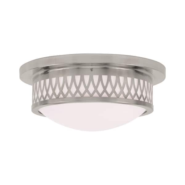 Livex Lighting Westfield 2 Light Brushed Nickel Flush Mount