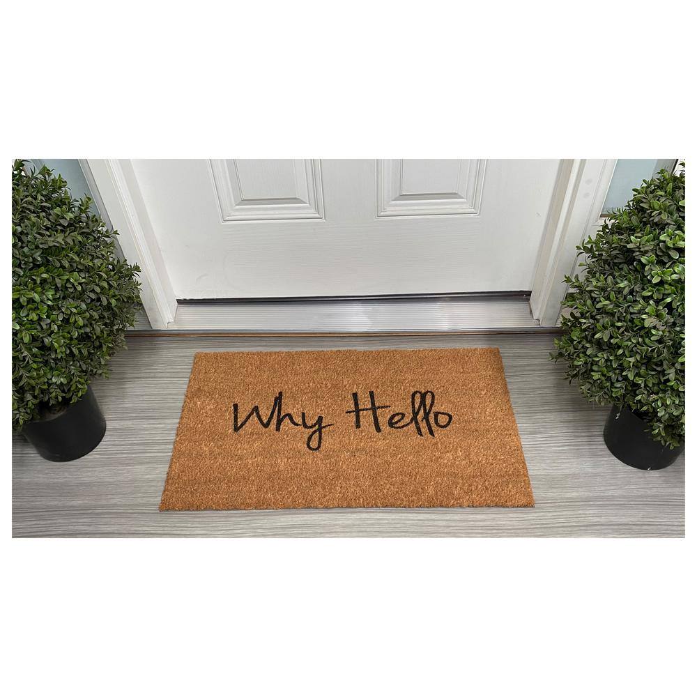 Why Hello Natural Coir Outdoor Doormat 30" x 48"