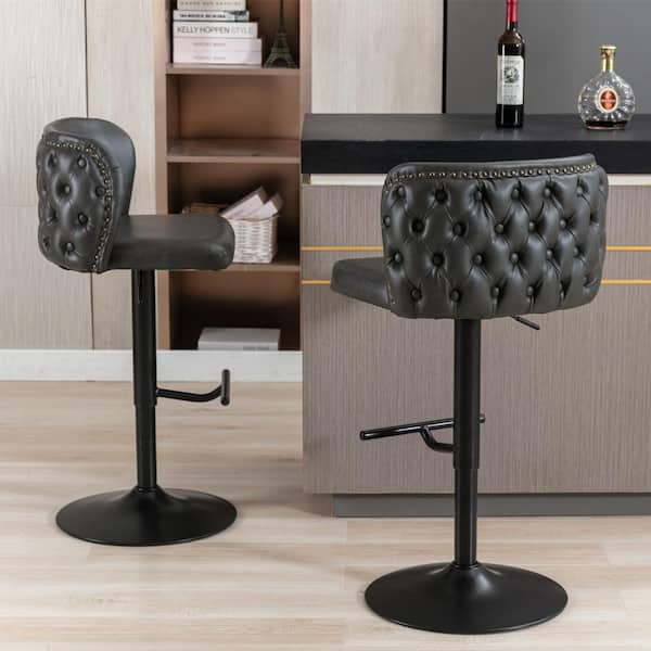 42.9 in. Dark Gary Modern PU Upholstered Metal Frame Adjustable