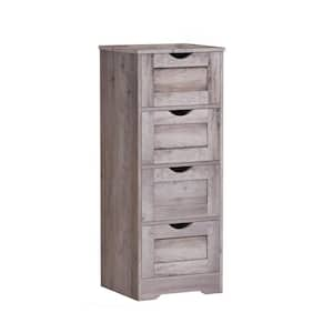 13 in. W x 12 in. D x 32 in. H Gray Wood Linen Cabinet, 4-Drawer Storage Cabinet for Bathroom, Bedroom, Living Room