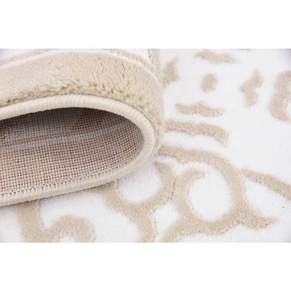 Elegant Snow White and Beige Floral Indoor Rug - 8' x 11'