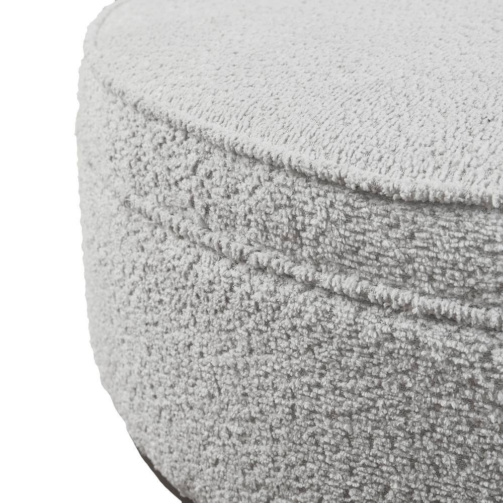 Harriet Gray Upholstered Round Cocktail Ottoman with Metal Base