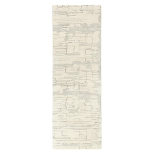 Remi Hand Tufted Wool Abstract Line Beige/Blue 2.5 ft. x 7 ft. Runner Rug