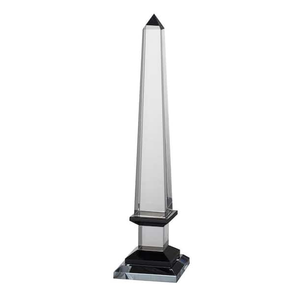 Benjara Obelisk 20 in. Glass Accent Decoration Monument Design with Square Base