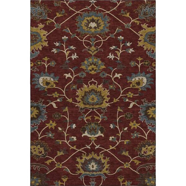 Mayfield Premium Machine Washable Abstract AMF2290 Burgundy 5 ft. x 7 ft. 6 in. Area Rug