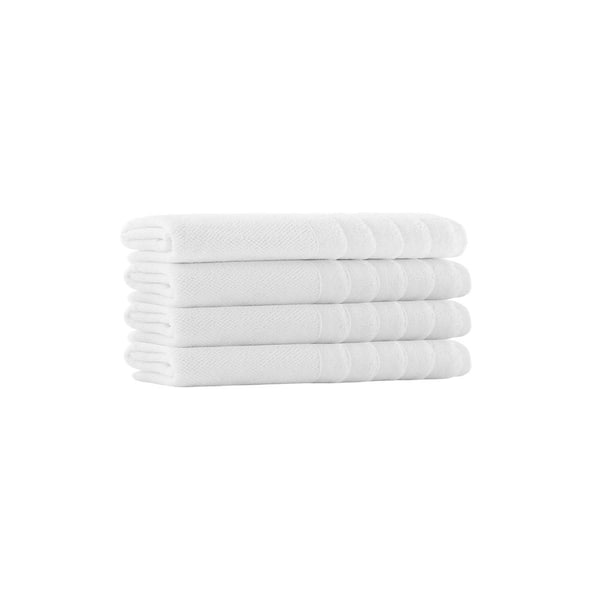 Enchante Home 4-Piece White Turkish Cotton Bath Towel Set (Vague