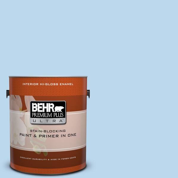 BEHR Premium Plus Ultra 1 gal. #P520-1 First Rain Hi-Gloss Enamel Interior Paint and Primer in One