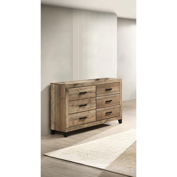 Cinna Weathered Brown Pine Color 6-Drawer 16.25 in. W Dresser