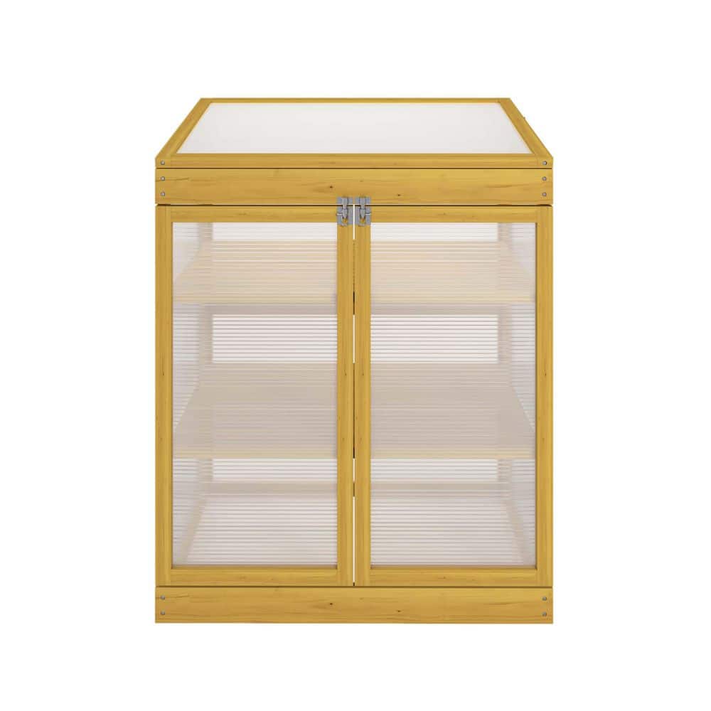 29.53 in. W x 20.47 in. D x 34.64 in. H Polycarbonate Wooden Greenhouse,Min