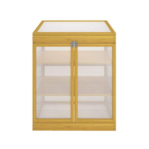 Unbranded 29.53 in. W x 20.47 in. D x 34.64 in. H Polycarbonate Wooden Greenhouse,Mini Greenhouse for Plant,Keep Plant Warm Enough