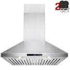 30 in. 343 CFL Convertible Kitchen Island Mount Range Hood in Stainless Steel with Touch Control and 2 Set Carbon Filter